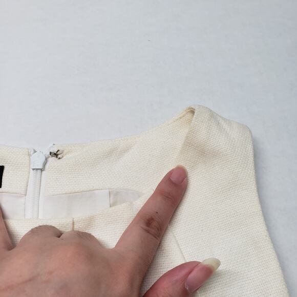 Vintage Talbots Linen Dress Womens 4 Petite Ivory Green Summer Wedding Guest - Picture 10 of 16